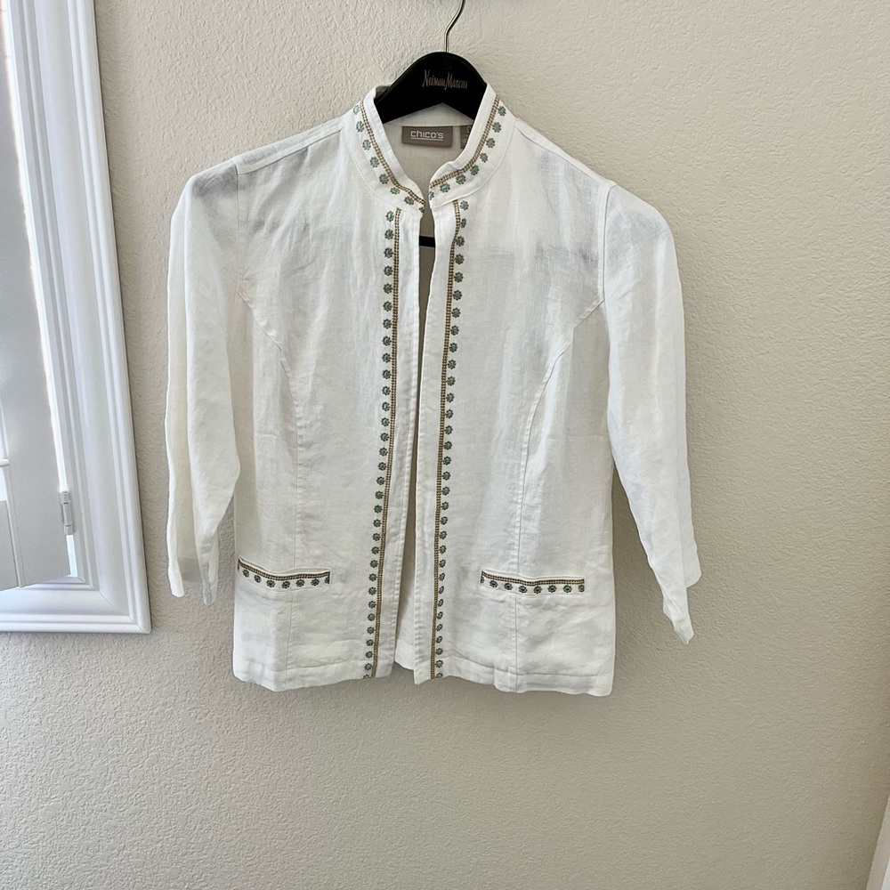 Chico’s White Linen Jacket